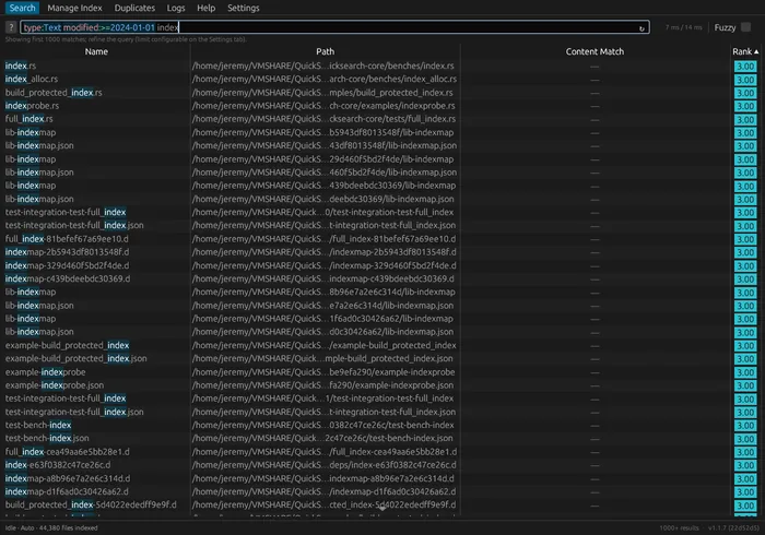 Query highlighting in the search box